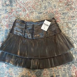 Metallic silver mini skirt
